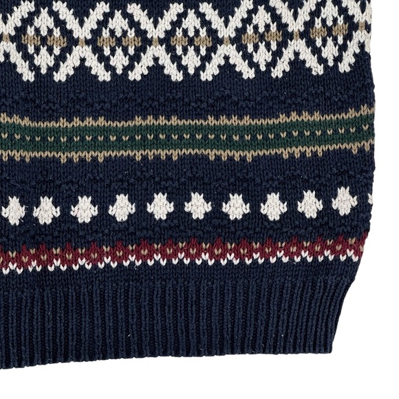 Vintage 90s Grandpa Sweater Crewneck Pullover Geometric Stripes 100% Cotton | L - Picture 7 of 10
